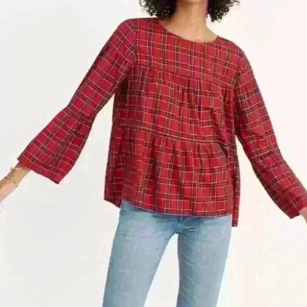 Madewell Plaid Tiered Top - Picture 9 of 11
